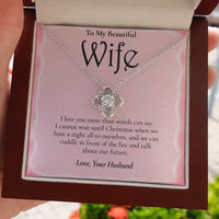 Love Knot Pendant Necklace, Wife Christmas Love Knot Necklace, 14k White Gold Over Stainless Steel Necklace, Holiday Present from Husband