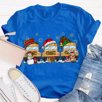 Snowflake Holiday Graphic T-Shirt, School Bus Christmas Shirt, Adorable Bus Driver Christmas Tee, Back to School Winter Holiday Shirt