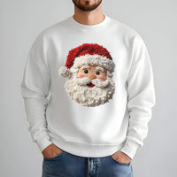 Faux Yarn Santa Sweatshirt, Punch Needle Santa Sweatshirt, Retro Vintage Christmas Sweatshirt, Comfy Holiday Crewneck, Winter Santa Present