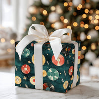 Music Lover Christmas Gift Wrap, Retro Vinyl Record Wrapping Paper, Vintage LP Holiday Wrapping Paper, Mid Century Gift Wrap Paper Roll
