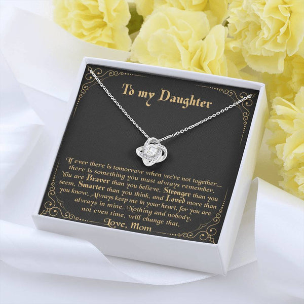Cubic Zirconia Pendant Necklace, To My Daughter Love Knot Necklace, Meaningful Christmas Present for Her, Daughter Birthday N