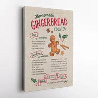 Watercolor Gingerbread Kitchen Poster, Gingerbread Cookie Recipe Canvas Art, Christmas Baking Wall Decor, Gingerbread Digital Download