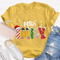 Custom Name Teacher Shirt, Personalized Christmas Teacher T-Shirt, Holiday School Educator Graphic Tee, Xmas Teacher Appreciation Present Tee