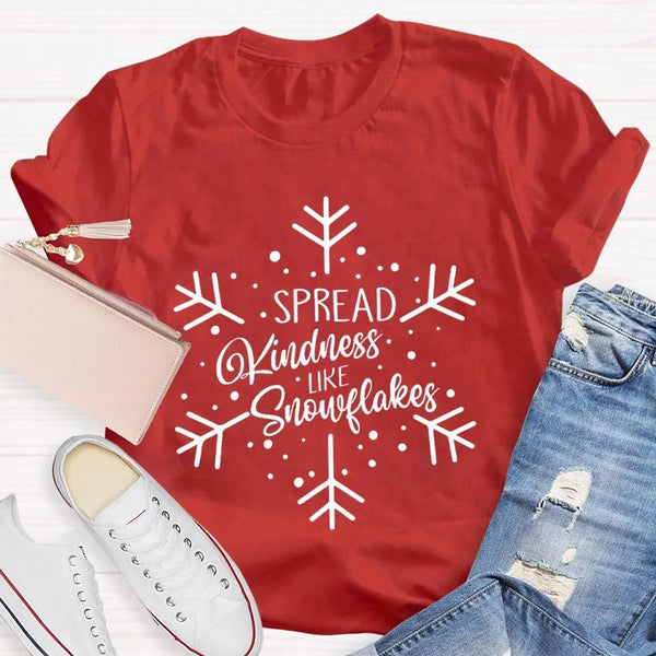 Winter Holiday Graphic Tee, Spread Kindness Like Snowflakes Christmas Shirt, Festive Kindness Quote T-Shirt, Merry Xmas Appar
