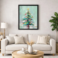 Colorful Christmas Tree Wall Decor, Abstract Christmas Tree Canvas Art, Festive Christmas Canvas Print, Modern Holiday Decor Canvas Present