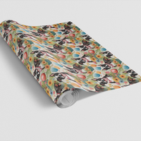 Floral Dog Wrapping Paper, Boston Terrier Gift Wrap Paper, Garden Party Puppy Gift Wrap, Dog Lover Christmas Present Wrapping Paper