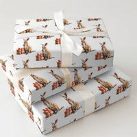 Watercolor Holiday Kangaroo Gift Wrap, Christmas Kangaroo Wrapping Paper, Australian Animal Present Wrap, Festive Kangaroo Wrapping Paper