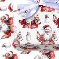 Nurse Doctor Christmas Gift Wrap, Humorous Syringe Santa Wrapping Paper, Medical Holiday Wrapping Paper, Healthcare Worker Present