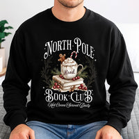 Christmas Book Lover Crewneck, North Pole Book Club Sweatshirt, Adorable Holiday Reader Graphic Pullover, Bookish Xmas Sweater, Reader Present