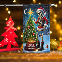 Humorous Bone Chilling Christmas Pun Yard Flag, Skeleton Santa Garden Flag, Double-Sided Spooky Xmas Lawn Flag