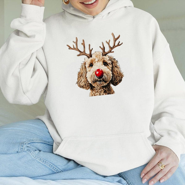 Reindeer Antlers Dog Hoodie, Christmas Goldendoodle Hoodie, Adorable Holiday Doodle Hoodie, Festive Xmas Puppy Sweatshirt, Do