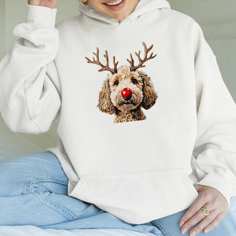Reindeer Antlers Dog Hoodie, Christmas Goldendoodle Hoodie, Adorable Holiday Doodle Hoodie, Festive Xmas Puppy Sweatshirt, Dog Mom Present