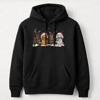 Festive Wiener Dog Holiday Hooded Sweatshirt, Dachshund Christmas Hoodie, Adorable Reindeer Doxie Pullover, Xmas Dog Mom Sweater, Holiday Present