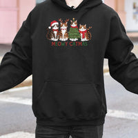 Humorous Christmas Cat Hoodie, Meowy Catmas Hoodie, Adorable Cat Lover Holiday Hooded Sweatshirt, Winter Catmas Pullover, Xmas Present for Cat Mom