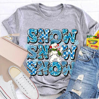 Snowflake Snowman Graphic Tee, Let It Snow Christmas T-Shirt, Adorable Winter Holiday Shirt, Festive Xmas Snowmen Tee, Winter Season Family Present