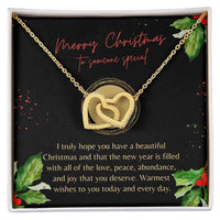 Cubic Zirconia Heart Pendant, Interlocking Hearts Necklace for Her, Polished Surgical Steel Jewelry, Meaningful Christmas Present