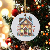 Candy Cane Holiday Keepsake, Gingerbread House Christmas Ornament, Ceramic Tree Decoration, Festive Sweet Treats Christmas Present for Family