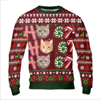 Personalized Pet Portrait Ugly Sweater, Custom Cat Photo Ugly Christmas Sweater, Humorous Cat Lover Holiday Sweatshirt, Custom Pullover Sweater
