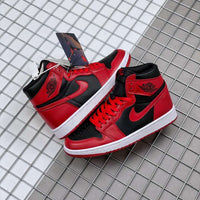 High Top Sneakers, Red Black Colorway, Lace Up Design, Casual Gift for Sneaker Fans