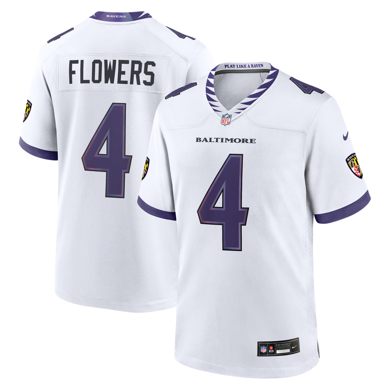 Baltimore Ravens Zay Flowers White Game Jersey