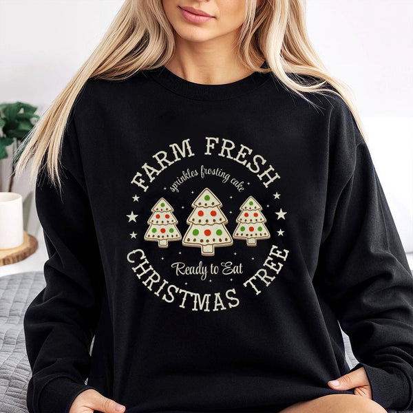 Holiday Cookie Sweatshirt, Farm Fresh Christmas Tree Sweatshirt, Adorable Xmas Bakery Sweatshirt, Comfy Winter Pullover, Holi
