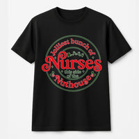 Humorous Christmas Nursing Graphic Tee, Jolliest Bunch of Nurses T-Shirt, RN LPN Holiday Healthcare Shirt, Medical Student Xmas Present