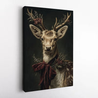 Holiday Deer Canvas Print, Christmas Reindeer Canvas Wall Art, Festive Winter Animal Canvas Wall Art, Xmas Home Decor Present