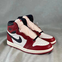 Basketball Shoes, White Red Colorway, Distressed, Retro, High Top, Lace Up Design, Distressed Finish, Casual Gift for Shoe Lovers