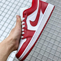 Low Top Sneakers, White Red Gold Colorway, Lace Up Design, Casual Gift for Sneaker Fans