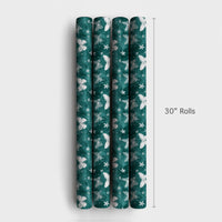 Teal Snowflake Gift Wrap, Winter Butterfly Wrapping Paper, Elegant Nature Holiday Wrapping Paper, Christmas and Birthday Present Wrap