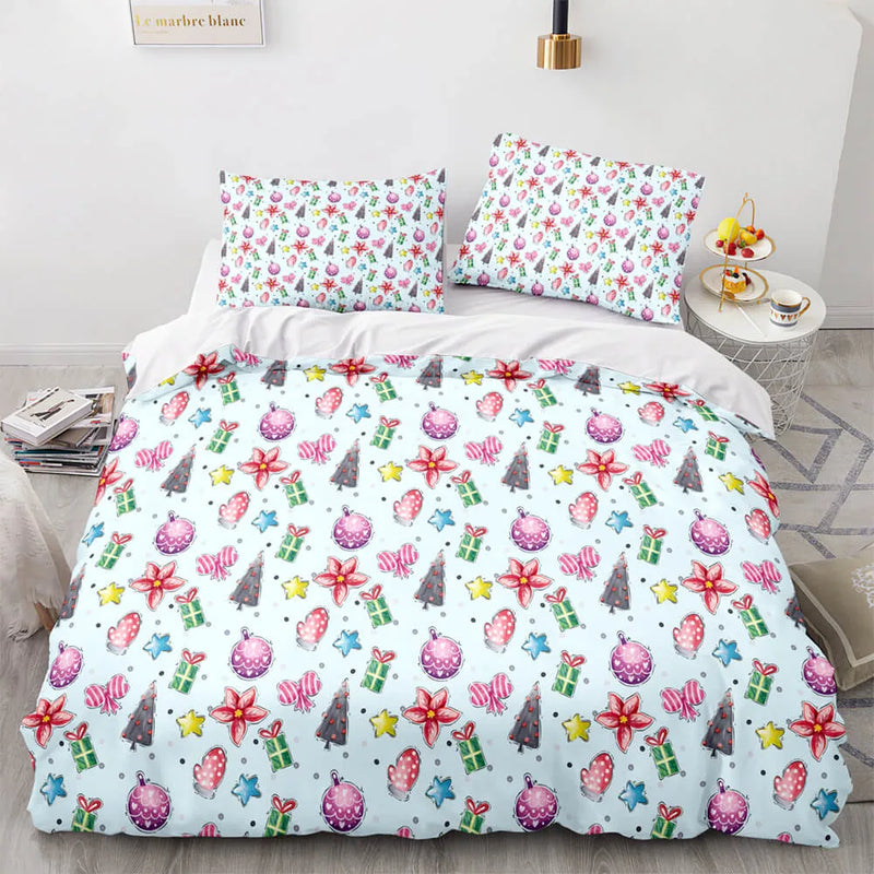 3D Holiday Pattern Bedding Set, Merry Christmas Duvet Cover Set, Xmas Quilt Cover, Festive Winter Comforter Cover, Bedroom Decor Present