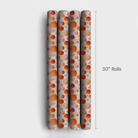 Festive Bauble Holiday Wrapping Paper, Orange Ornament Christmas Wrapping Paper, Pine Branch Wrapping Paper, Elegant Seasonal Gift Wrap