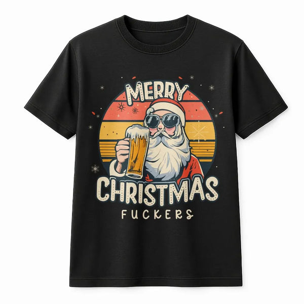 Humorous Christmas T-Shirt, Santa Drinking Beer Shirt, Retro Santa Graphic Tee, Sarcastic Holiday Shirt, Adult Humor Xmas Tee