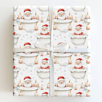 Spa Day Christmas Gift Wrap, Bubble Bath Santa Wrapping Paper, Humorous Bathtub Santa Present Paper, Whimsical Holiday Gift Wrapping Paper