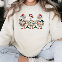 Humorous Santa Hat Goose Sweatshirt, Silly Goose Christmas Sweatshirt, Adorable Festive Animal Sweater, Retro Holiday Crewneck, Comfy Xmas Pullover