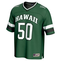 #50 Hawaii Rainbow Warriors Lightweight Collegiate Football Fashion Jersey - Green