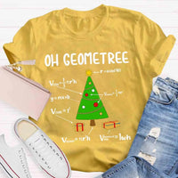 Humorous Geometry Pun Xmas Tree Shirt, Oh Geometree Math Christmas T-Shirt, Math Teacher Holiday Tee, Student Math Humor Shirt Present