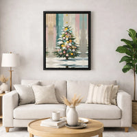 Whimsical Holiday Ornaments Print, Pastel Christmas Tree Canvas Wall Art, Festive Seasonal Digital Download, Winter Wonderland Home Decor