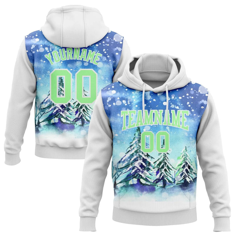 Personalized Name Number Holiday Hoodie, Custom Christmas Snowflake Hoodie, Winter Snowflake Pullover Hoodie, Sports Fan Christmas Present