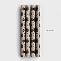 Dog Wreath Holiday Gift Wrap, Chocolate Labrador Christmas Wrapping Paper, Pet Lover Wrapping Paper, Festive Winter Puppy Gift Wrap Roll
