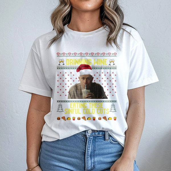 Humorous True Crime Christmas Shirt, Sinful Cold Cuts Christmas T-Shirt, Retro Horror Xmas Graphic Tee, Dark Humor True Crime