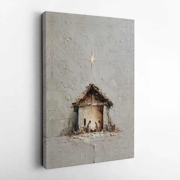 Textured Religious Holy Family Wall Art, Nativity Scene Canvas Print, Christian Christmas Canvas Decor, Faithful Holiday Home