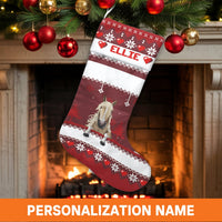 Nordic Pattern Holiday Stocking, Personalized Horse Christmas Stocking, Custom Equestrian Xmas Stocking, Horse Lover Christmas Stocking Present