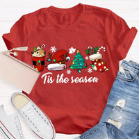 Festive Holiday Graphic Tee, Christmas Tree Santa Hat T-Shirt, Adorable Merry Christmas Winter Shirt, Family Holiday Apparel for Men Women