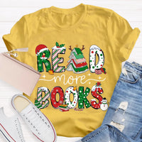 Festive Holiday Book Lover Shirt, Read More Books Christmas Teacher T-Shirt, Xmas Reading Graphic Tee, English Teacher Christmas Shirt