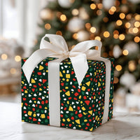 Modern Abstract Confetti Gift Wrap, Christmas Terrazzo Wrapping Paper, Dark Green Holiday Wrapping Paper, Festive Xmas Gift Wrap Roll