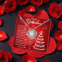Grandmother CZ Crystal Pendant Necklace, Grandma Love Knot Necklace, Gold Knot Necklace, Christmas Jewelry Present for Grandmother