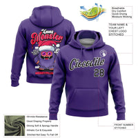 Personalized Holiday Monster Pullover Hoodie, Custom Christmas Monster Hoodie, Stitched Name and Number Sweatshirt, Sports Fan Present Hoodie