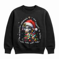 Adorable Spanish Donkey Christmas Sweater, Mi Burrito Sabanero Sweatshirt, Latino Holiday Crewneck, Villancicos Pullover Xmas Present