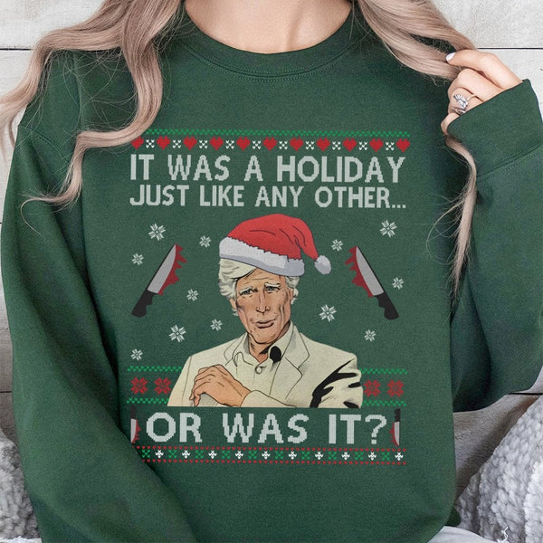 Serial Killer Holiday Sweater, True Crime Ugly Christmas Sweatshirt, Humorous Murder Mystery Crewneck, Retro True Crime Sweat